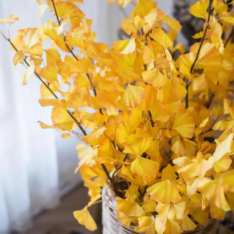 Artificial Ginkgo Stem in Yellow 37" Tall Faux by RusticReach