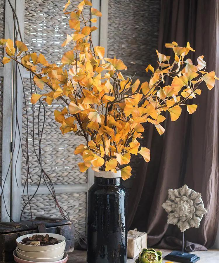 Artificial Ginkgo Stem in Yellow 37" Tall Faux by RusticReach
