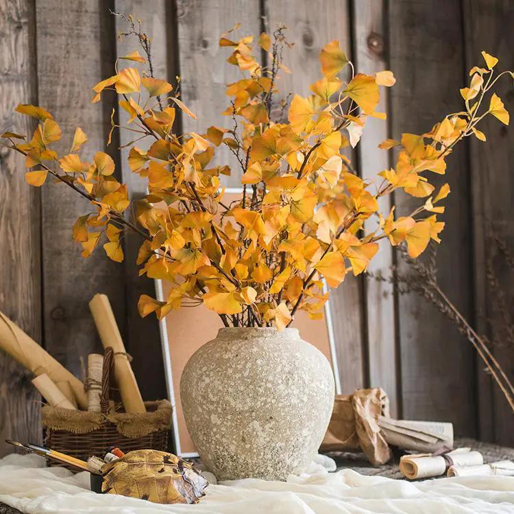 Artificial Ginkgo Stem in Yellow 37" Tall Faux by RusticReach