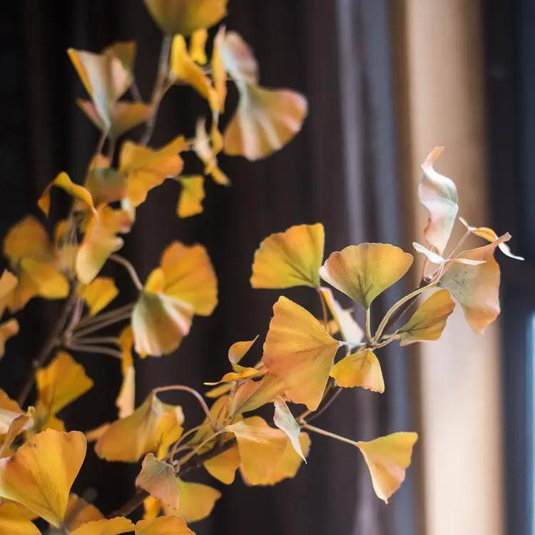Artificial Ginkgo Stem in Yellow 37" Tall Faux by RusticReach