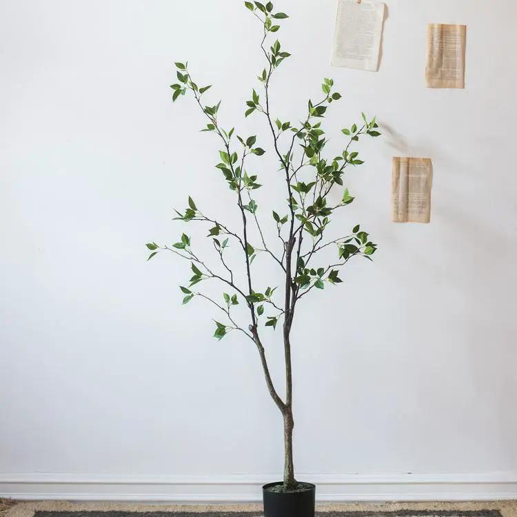 Artificial Green Leaf Faux Tree In Pot by RusticReach