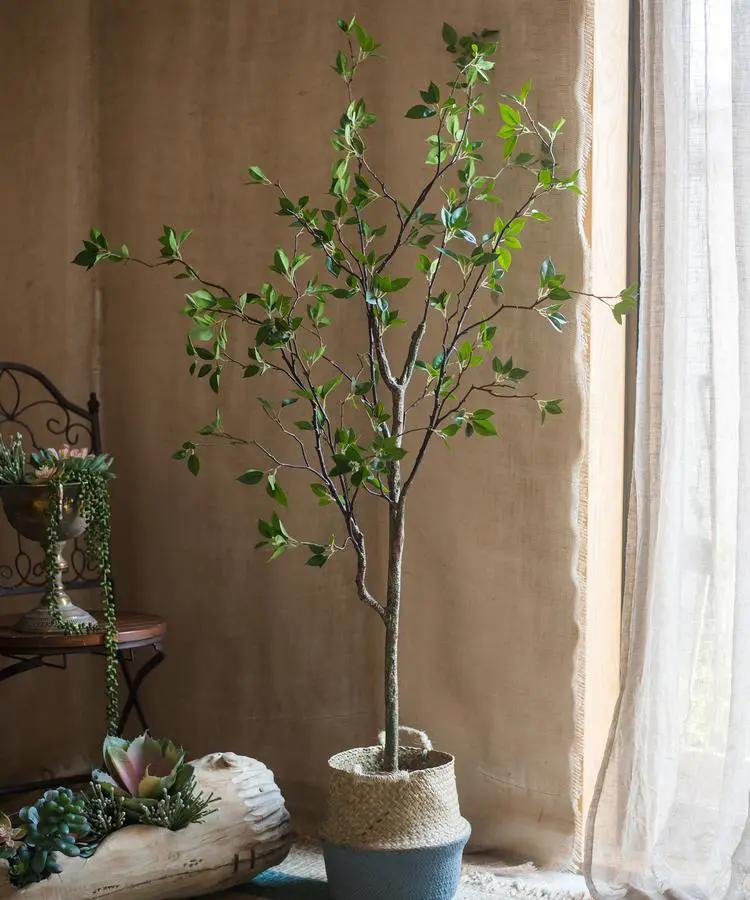 Artificial Green Leaf Faux Tree In Pot by RusticReach