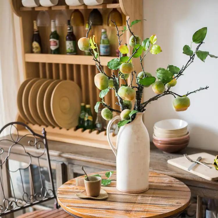 Artificial Green Persimmon Fruit Stem 31" Tall by RusticReach