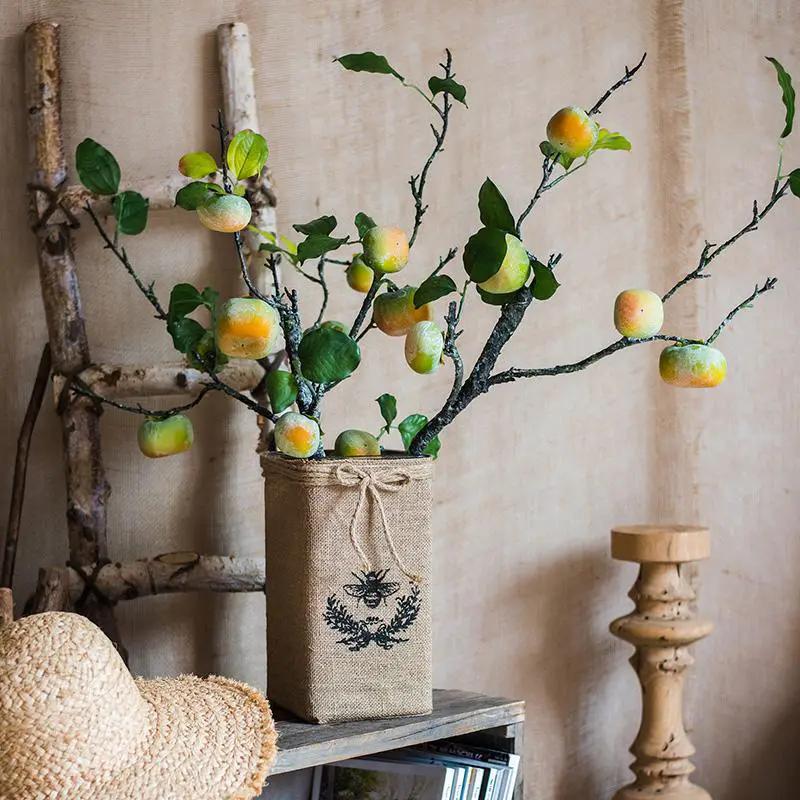 Artificial Green Persimmon Fruit Stem 31" Tall by RusticReach