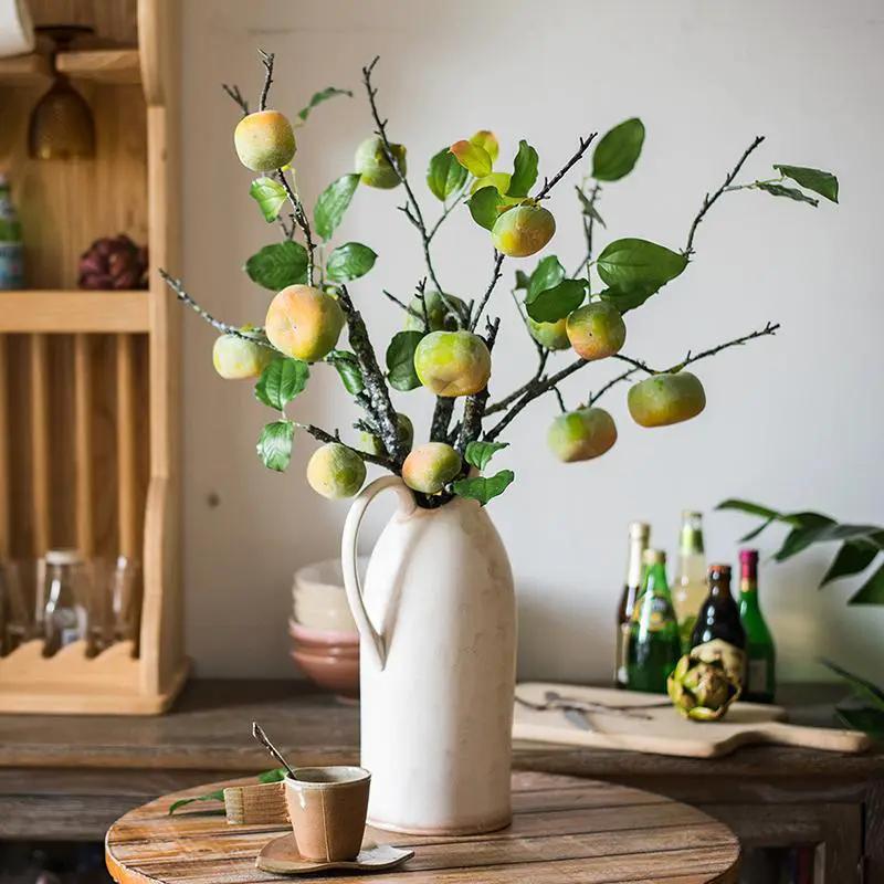 Artificial Green Persimmon Fruit Stem 31" Tall by RusticReach