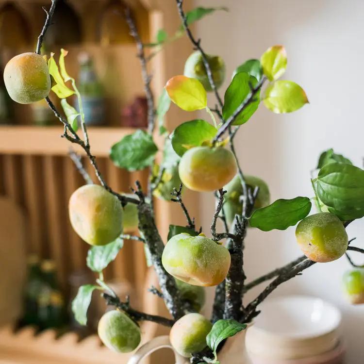 Artificial Green Persimmon Fruit Stem 31" Tall by RusticReach