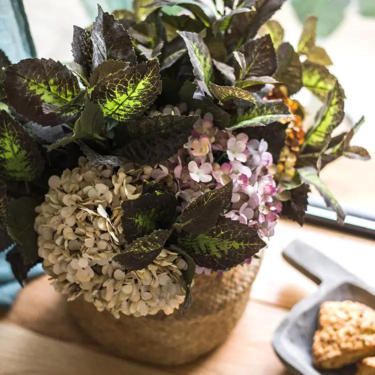 Artificial Hydrangea Leaf Stem 17" Tall by RusticReach