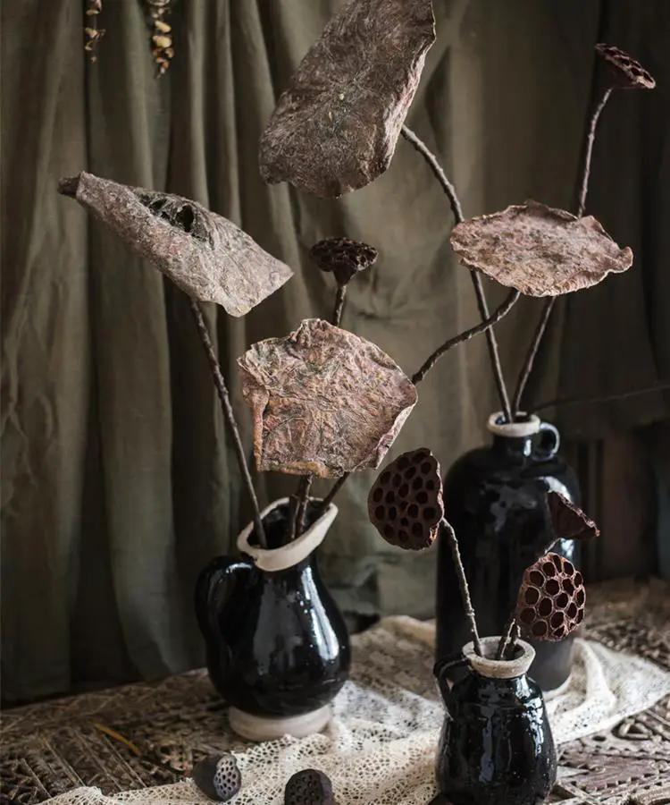 Artificial Lotus Dried Lotus Leaf and Pod by RusticReach