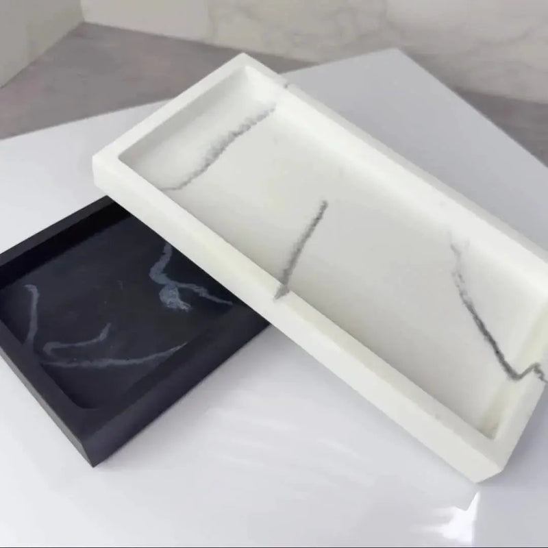 Artificial marble bathroom sink tray, bathroom tray with very good hand feel and texture, suitable for home, hotel, office building and other bathroom storage trays. Bathroom tray, home model room decoration, very good effect by House Of Avana