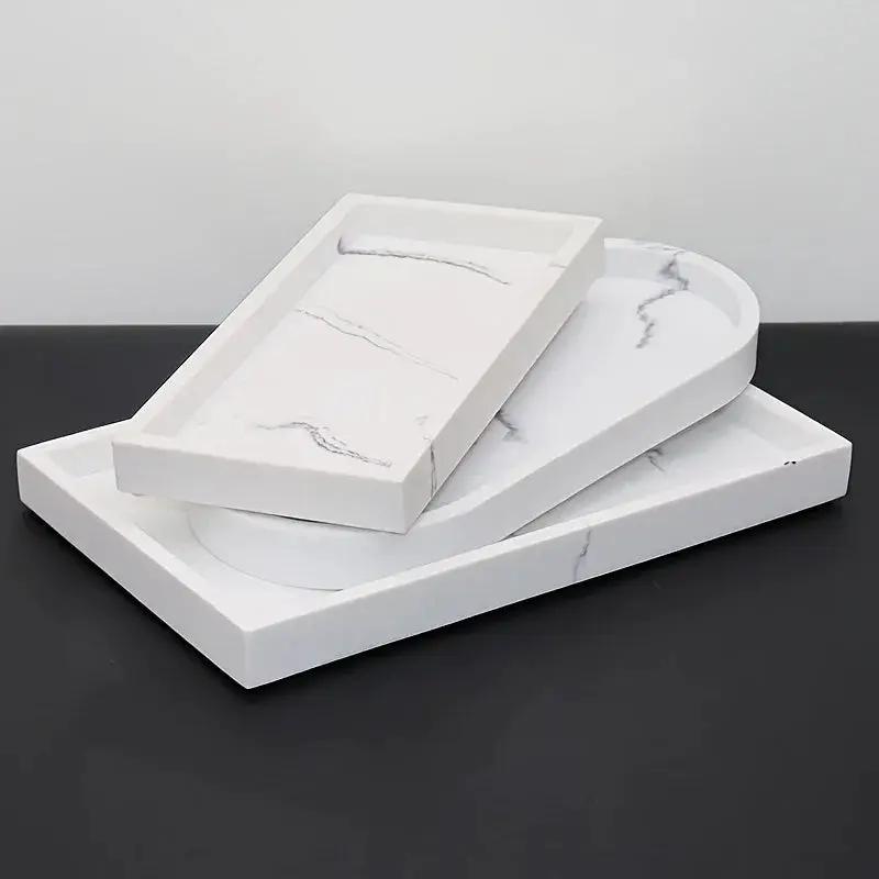 Artificial marble bathroom sink tray, bathroom tray with very good hand feel and texture, suitable for home, hotel, office building and other bathroom storage trays. Bathroom tray, home model room decoration, very good effect by House Of Avana