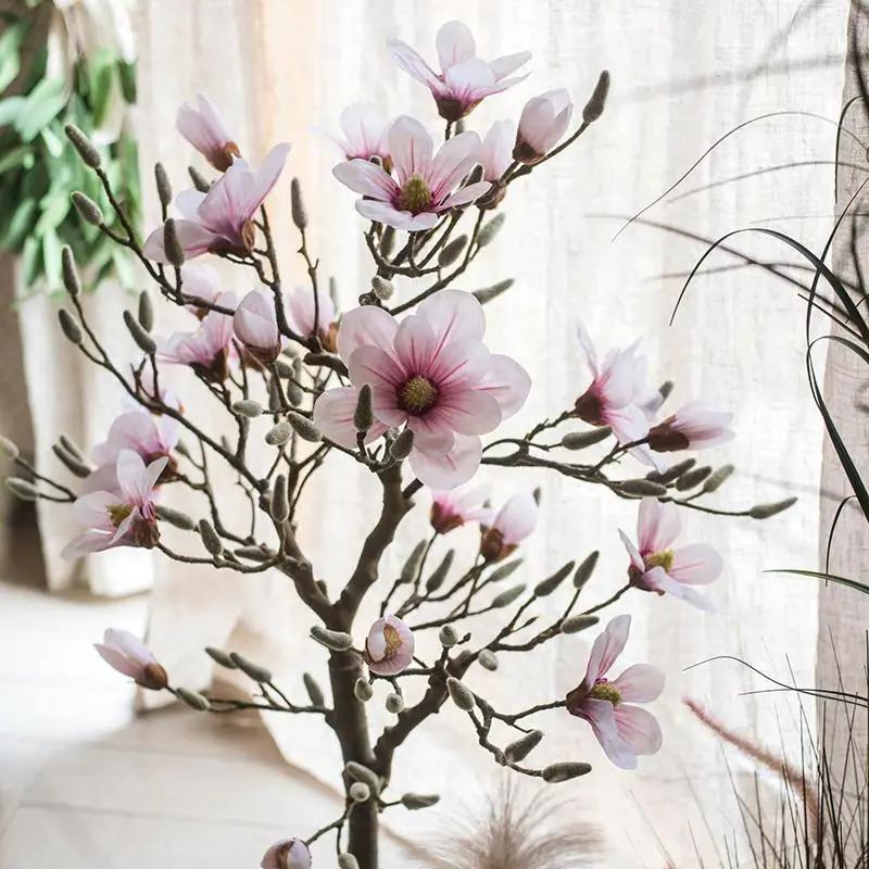 Artificial Silk Pink Magnolia Tree In Pot by RusticReach