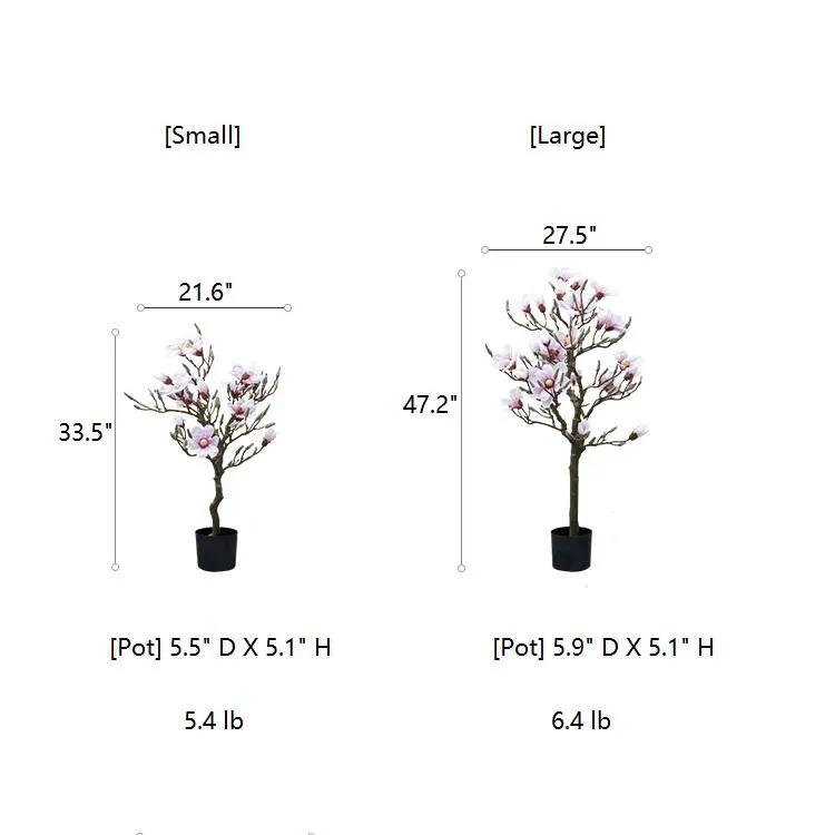 Artificial Silk Pink Magnolia Tree In Pot by RusticReach