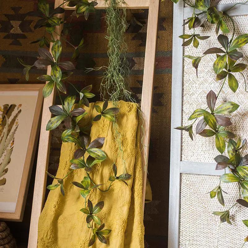 Artificial Plant Brown Green Large Leaf Vine 69" Long by RusticReach