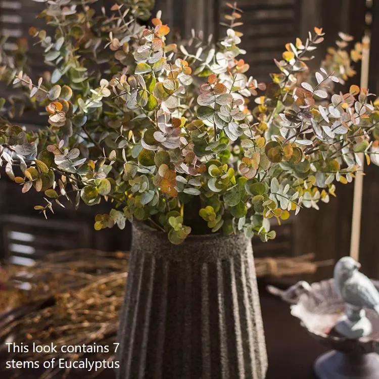 Artificial Faux Plant Eucalyptus Stem Autumn Green 26" Tall by RusticReach