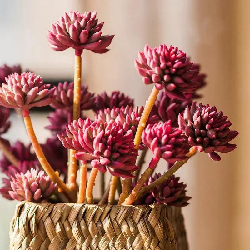 Artificial Plant Faux Succulent Stem Set in Red 13" Tall by RusticReach