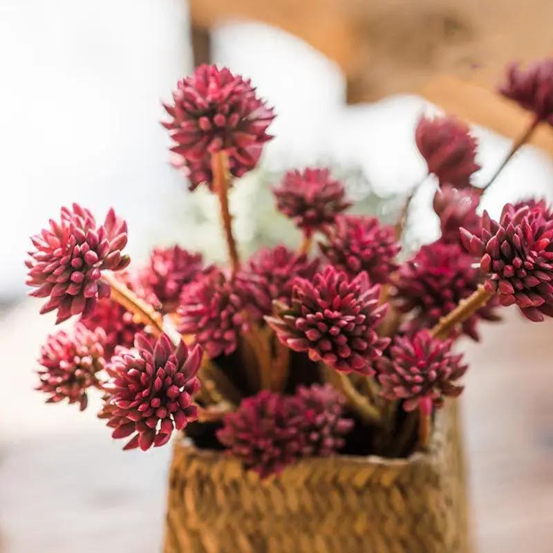 Artificial Plant Faux Succulent Stem Set in Red 13" Tall by RusticReach