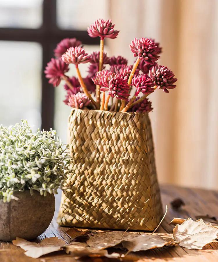 Artificial Plant Faux Succulent Stem Set in Red 13" Tall by RusticReach