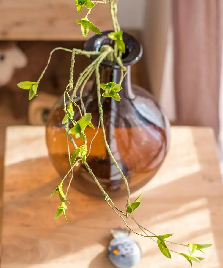 Artificial Faux Plant Green Leaf Rattan Stem 37" Tall by RusticReach