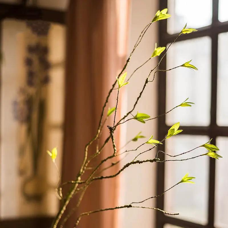 Artificial Faux Plant Green Leaf Rattan Stem 37" Tall by RusticReach