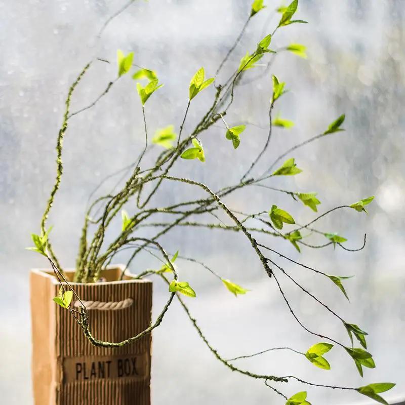 Artificial Faux Plant Green Leaf Rattan Stem 37" Tall by RusticReach