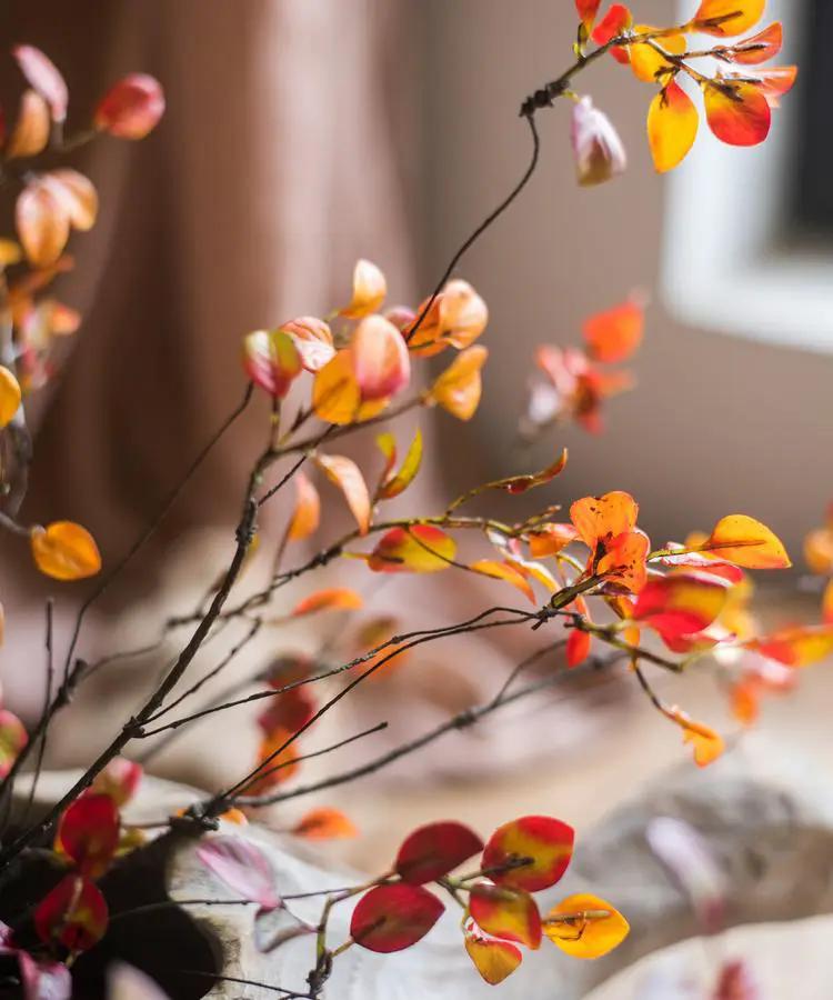 Artificial Plant Red Vine Leaf Stem Faux by RusticReach