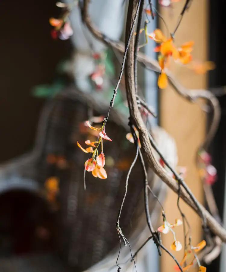 Artificial Plant Red Vine Leaf Stem Faux by RusticReach