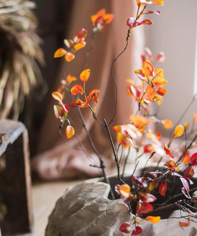 Artificial Plant Red Vine Leaf Stem Faux by RusticReach