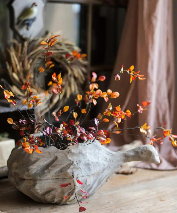 Artificial Plant Red Vine Leaf Stem Faux by RusticReach