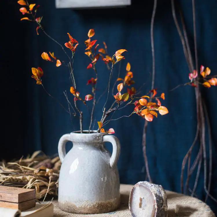 Artificial Plant Red Vine Leaf Stem Faux by RusticReach