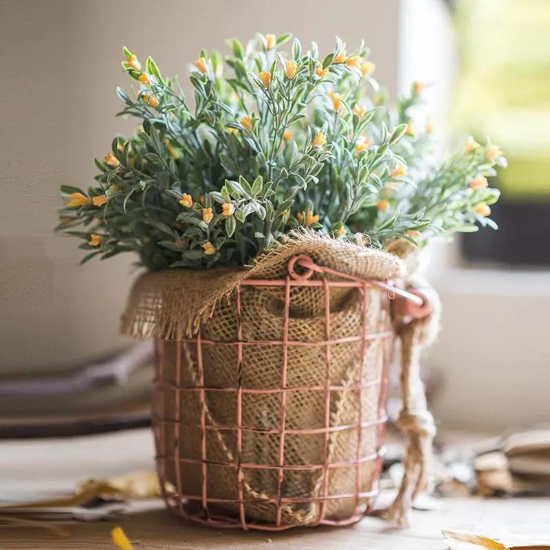 Artificial Plant Silk Small Orchid Stem Set in Yellow 13" Tall by RusticReach