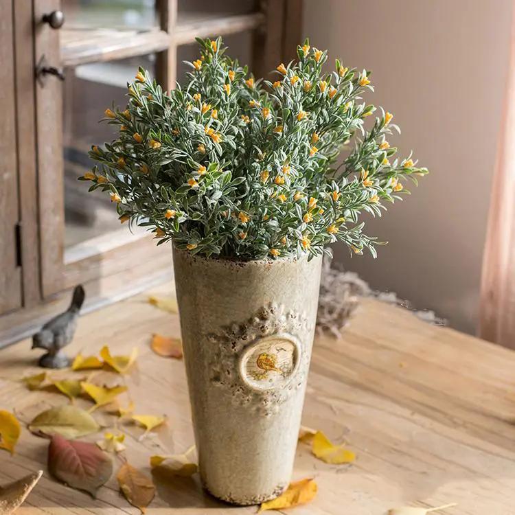 Artificial Plant Silk Small Orchid Stem Set in Yellow 13" Tall by RusticReach