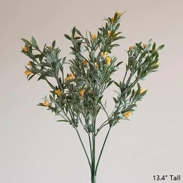 Artificial Plant Silk Small Orchid Stem Set in Yellow 13" Tall by RusticReach