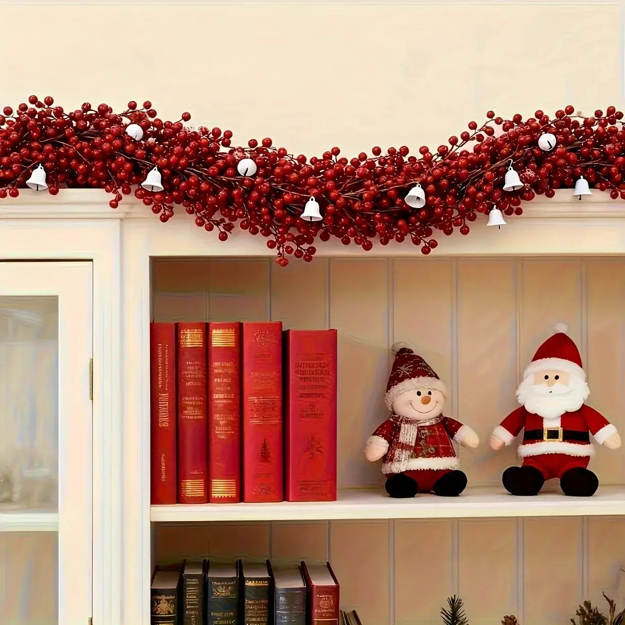 Artificial Poinsettia Garland 2-Pack Faux Holly Ivy Vine by House Of Avana