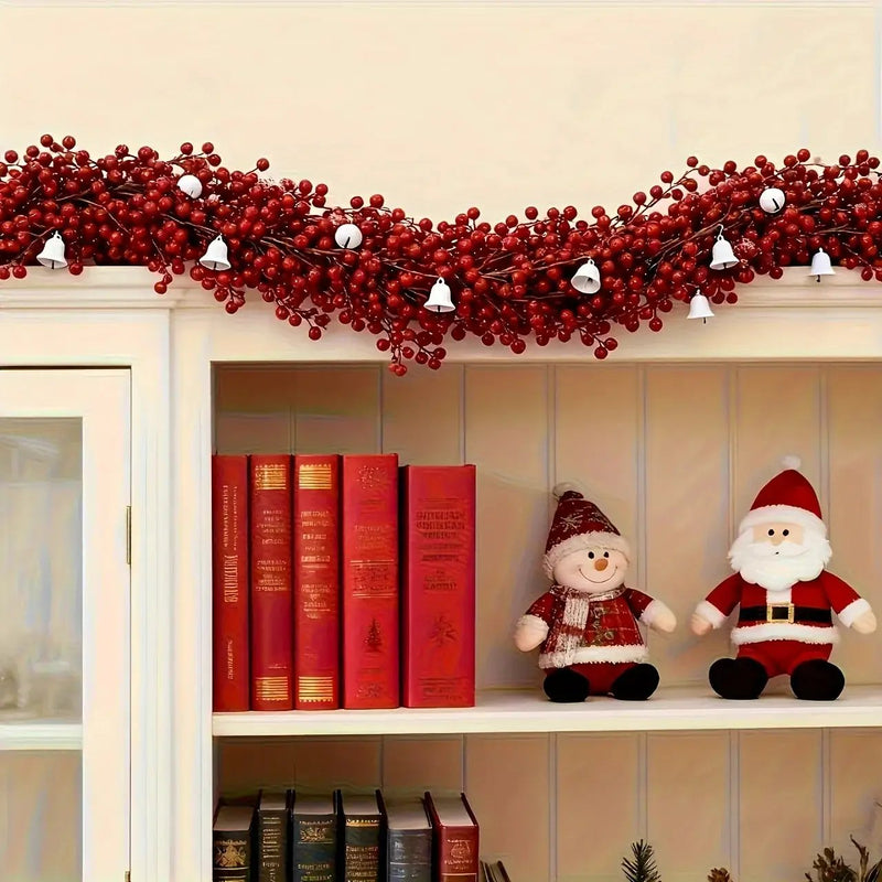 Artificial Poinsettia Garland 2-Pack Faux Holly Ivy Vine by House Of Avana