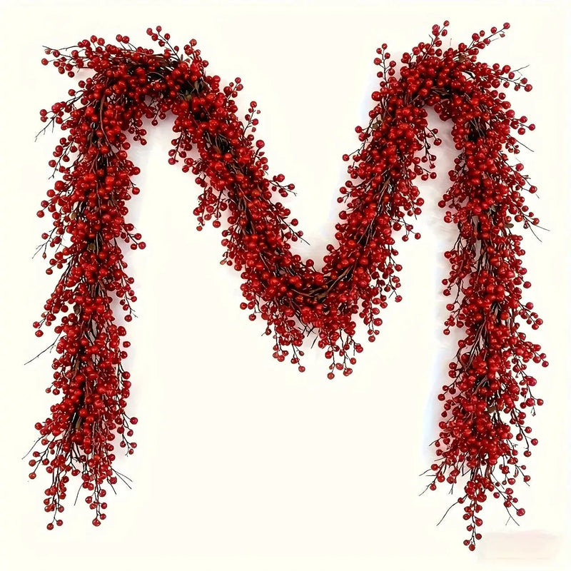 Artificial Poinsettia Garland 2-Pack Faux Holly Ivy Vine by House Of Avana