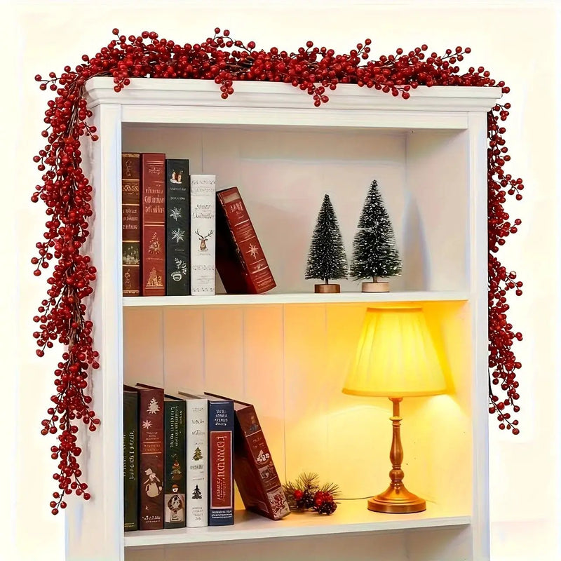 Artificial Poinsettia Garland 2-Pack Faux Holly Ivy Vine by House Of Avana