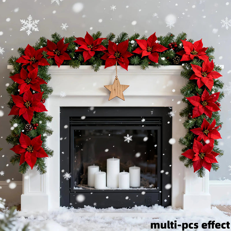 Artificial Poinsettia Vine Garland, 239.78cm Red for Indoor/Outdoor Use by House Of Avana
