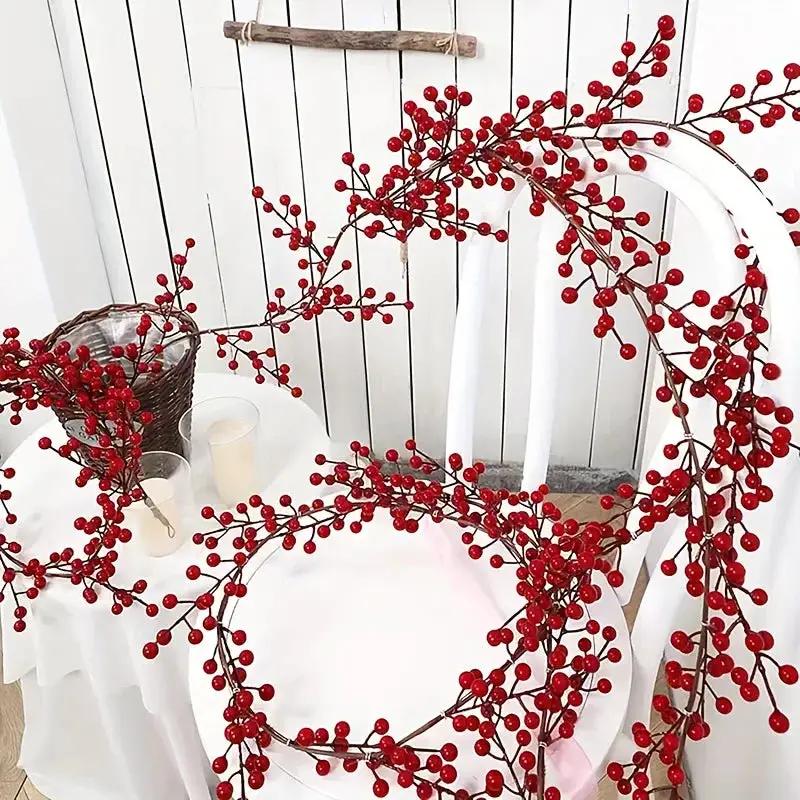 Artificial Red Berry Christmas Ivy Vine, 200cm Long with Red Berries by House Of Avana