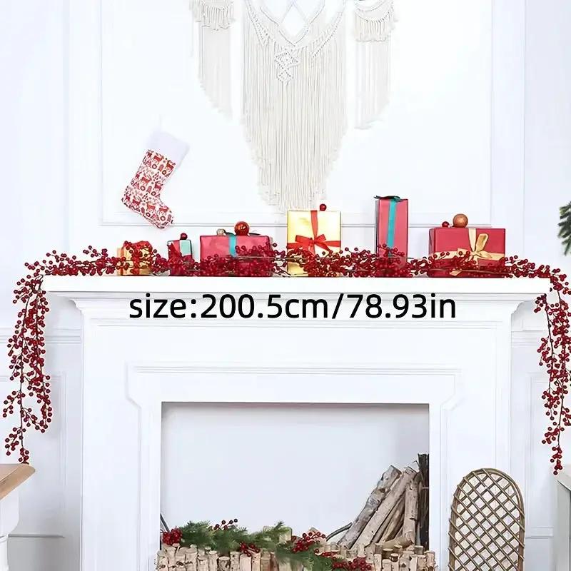 Artificial Red Berry Christmas Ivy Vine, 200cm Long with Red Berries by House Of Avana