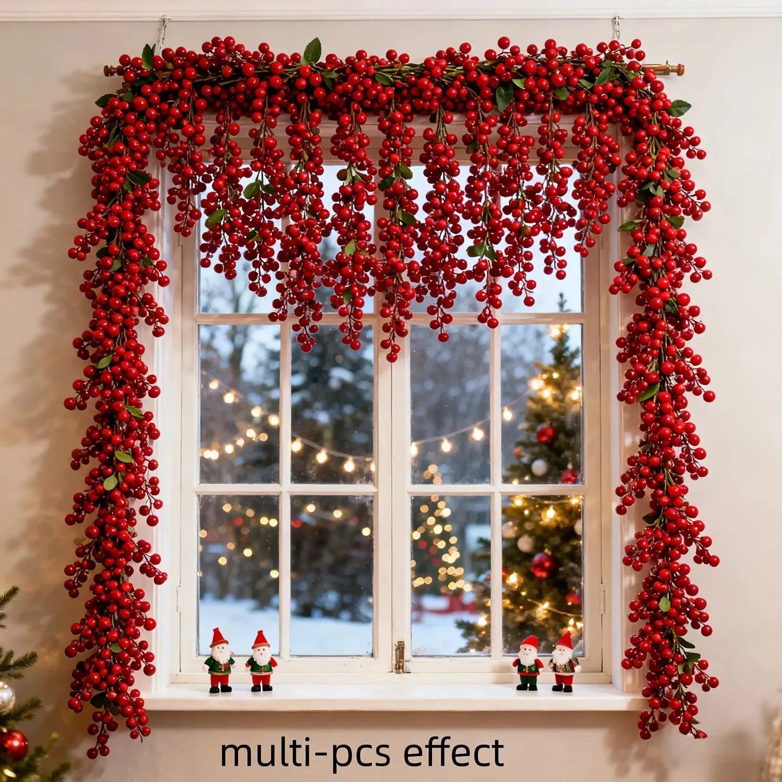 Artificial Red Berry Christmas Ivy Vine, 200cm Long with Red Berries by House Of Avana