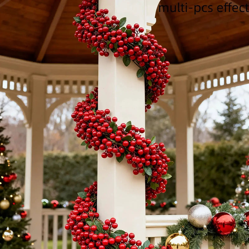 Artificial Red Berry Christmas Ivy Vine, 200cm Long with Red Berries by House Of Avana
