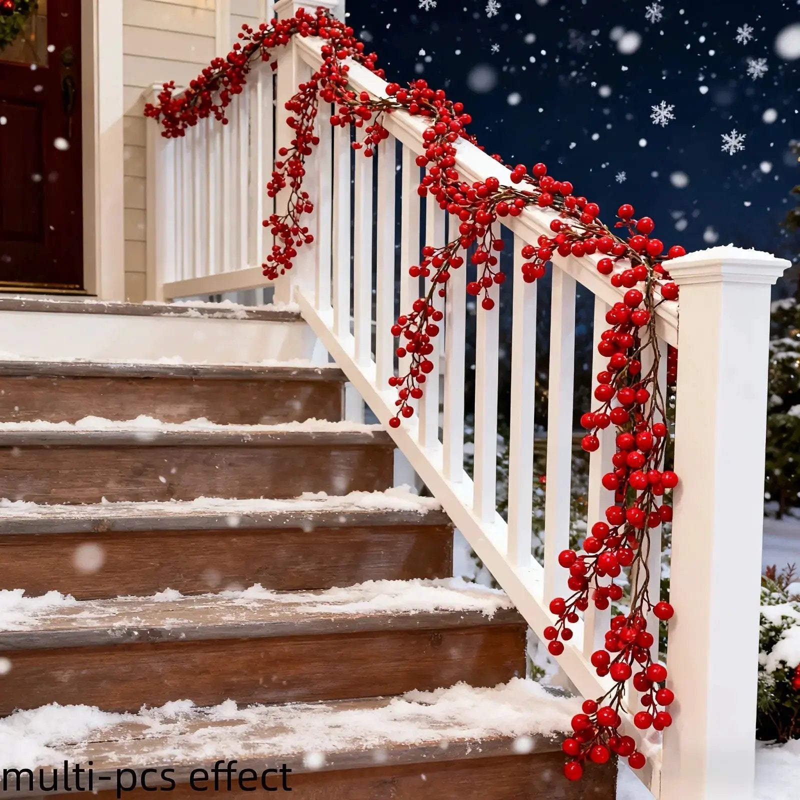 Artificial Red Berry Christmas Ivy Vine, 200cm Long with Red Berries by House Of Avana