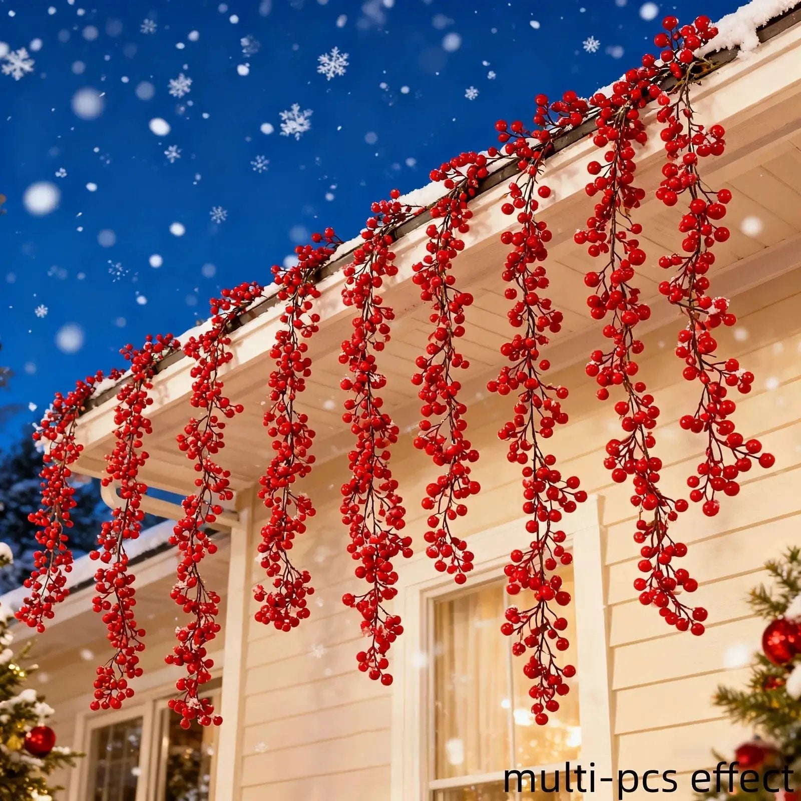 Artificial Red Berry Christmas Ivy Vine, 200cm Long with Red Berries by House Of Avana