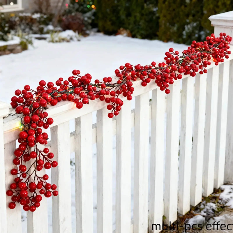 Artificial Red Berry Christmas Ivy Vine, 200cm Long with Red Berries by House Of Avana