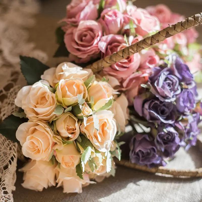 Artificial Silk Rose Flower Bouquet Small in Various Colors by RusticReach