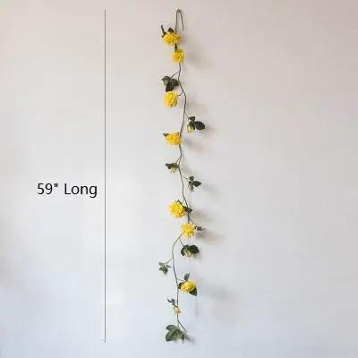 Artificial Silk Rose Vine in White or Yellow 59" Long by RusticReach