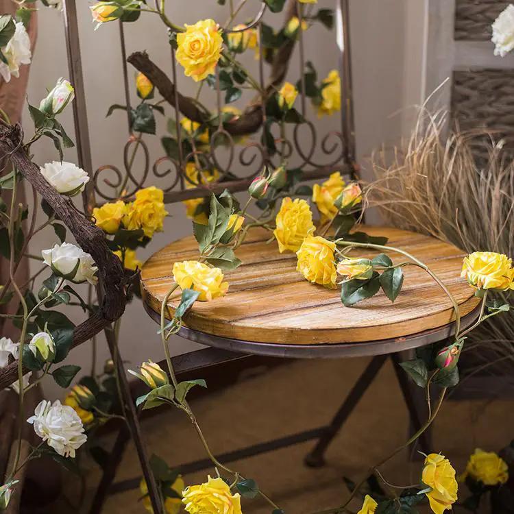 Artificial Silk Rose Vine in White or Yellow 59" Long by RusticReach