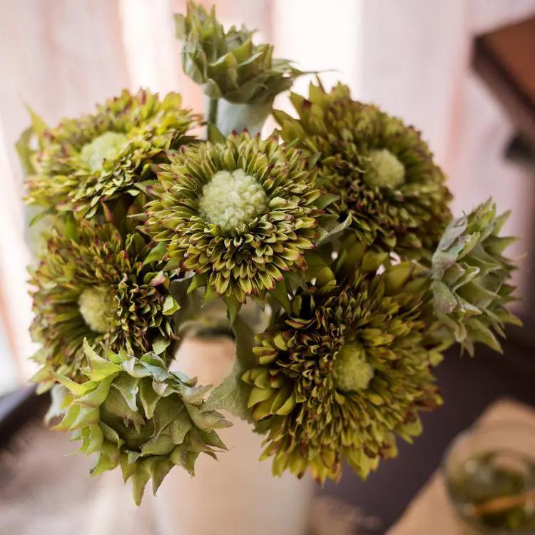 Artificial Sunflower Bouquet in Green or Orange 18" Tall by RusticReach