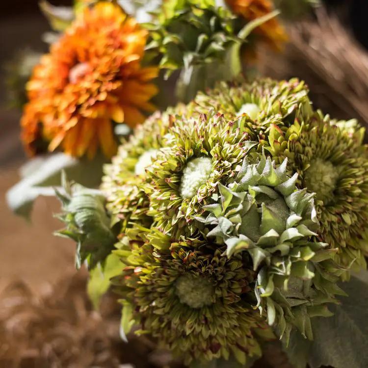 Artificial Sunflower Bouquet in Green or Orange 18" Tall by RusticReach