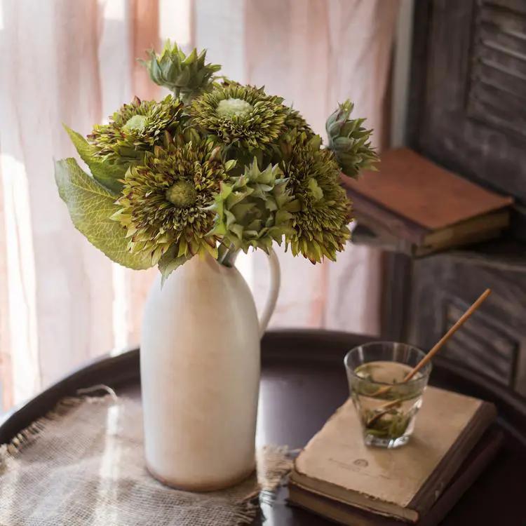 Artificial Sunflower Bouquet in Green or Orange 18" Tall by RusticReach
